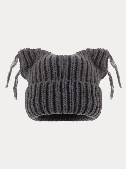 Gorro de punto único con orejas de gato