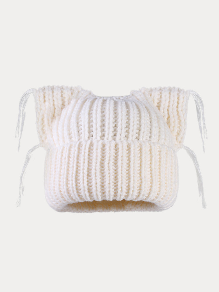 Gorro de punto único con orejas de gato
