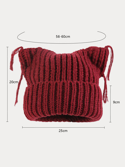 Gorro de punto único con orejas de gato