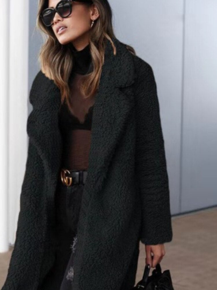 Abrigo de invierno para mujer estilo teddy, cálido y suave.
