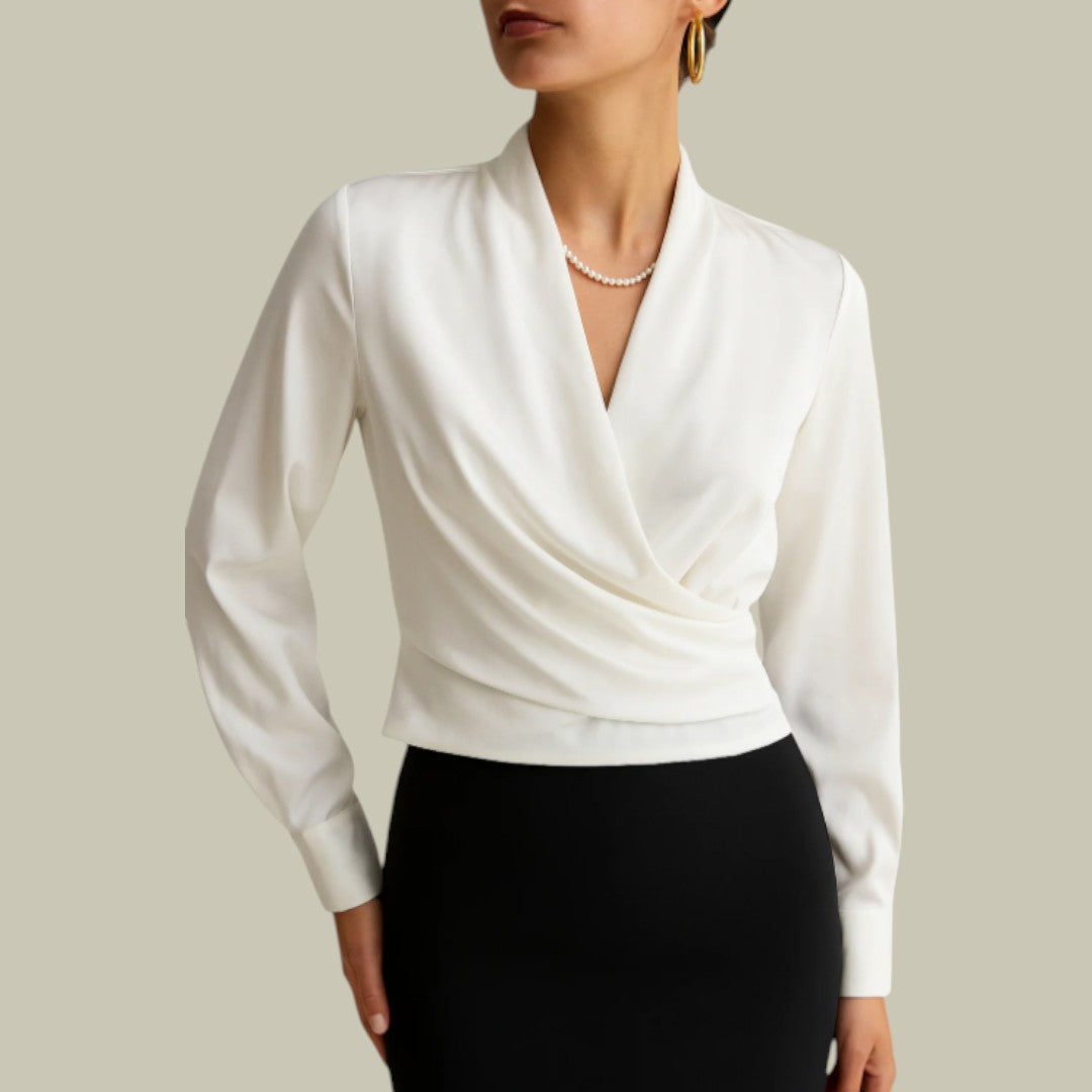 Elegante blusa de satén cruzada