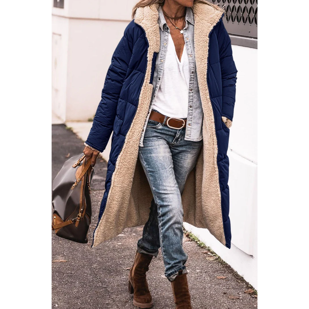 Abrigo de invierno moderno para mujer con cinturón