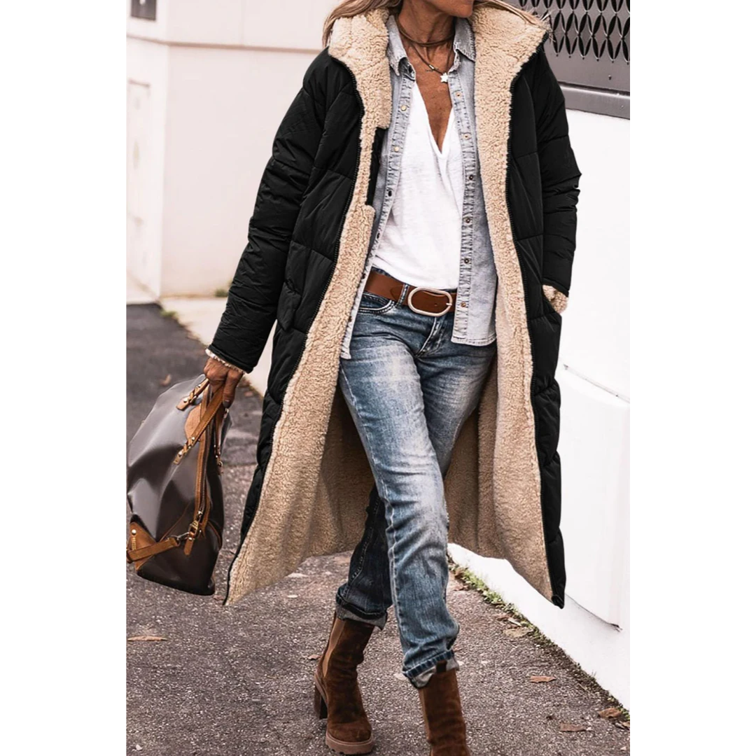 Abrigo de invierno moderno para mujer con cinturón