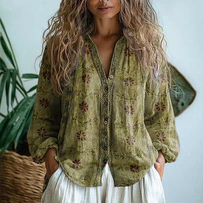 Sophia| Blusa de hojas vintage