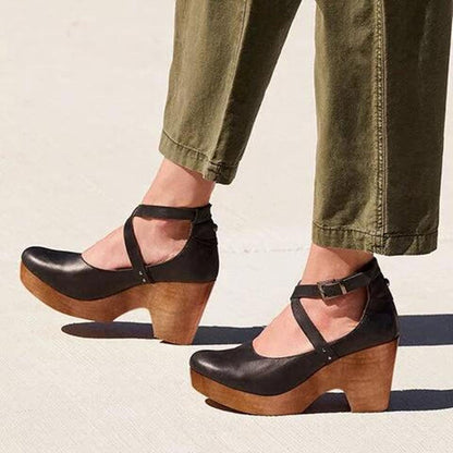 Andrea | Tacones de cuña para damas con correa en el tobillo