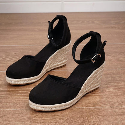 Anna | Sandalias de cuña casuales para mujer con hebilla en el tobillo
