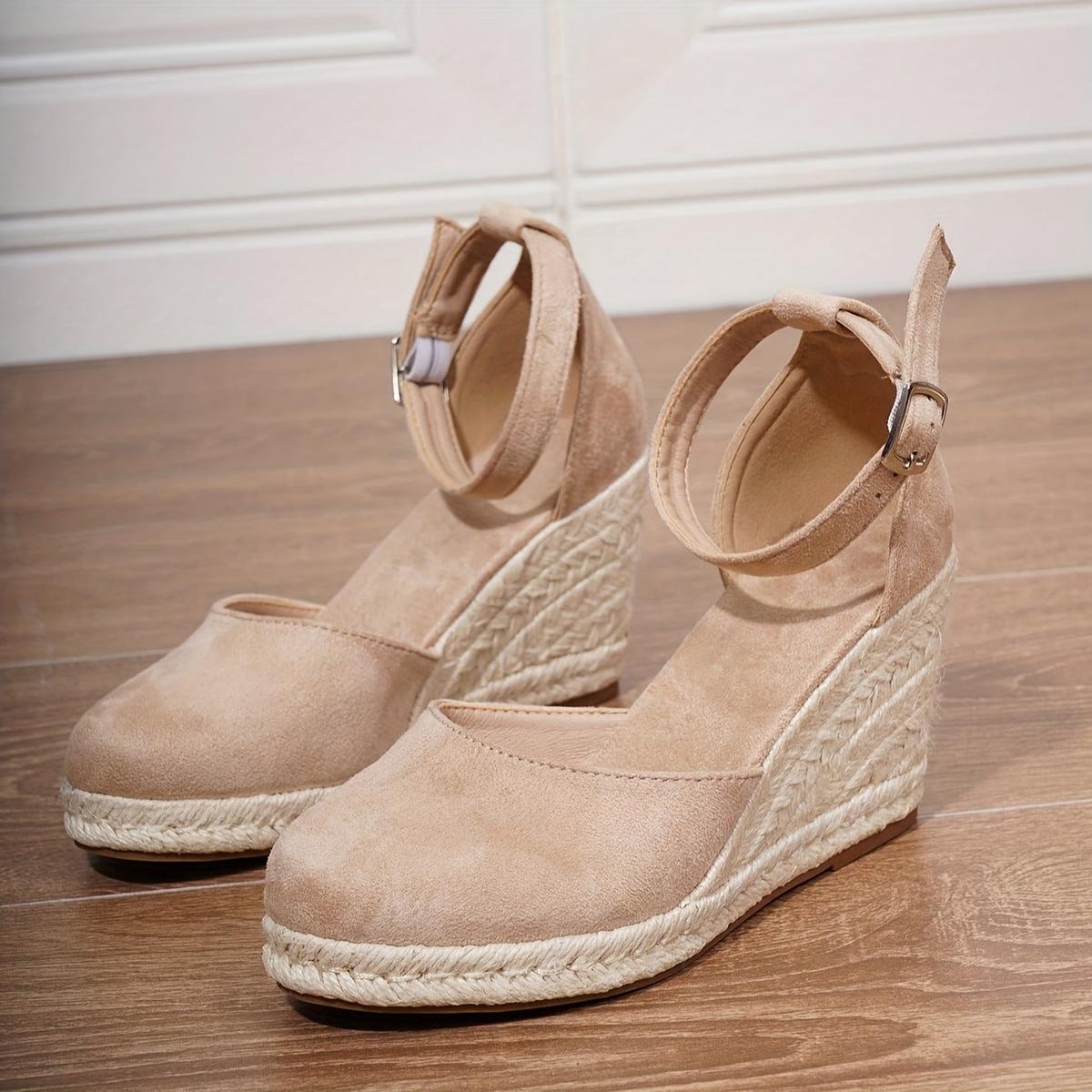 Anna | Sandalias de cuña casuales para mujer con hebilla en el tobillo