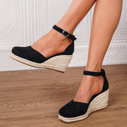 Anna | Sandalias de cuña casuales para mujer con hebilla en el tobillo