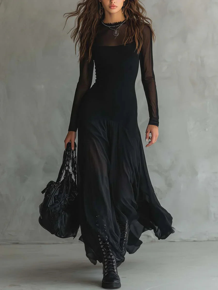 Vestido maxi con diseño en capas