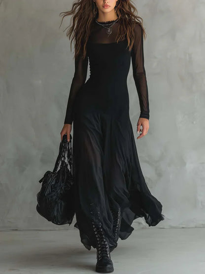 Vestido maxi con diseño en capas