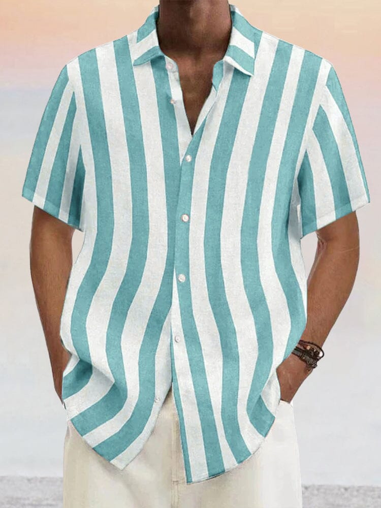 Camisa clásica de rayas de algodón y lino