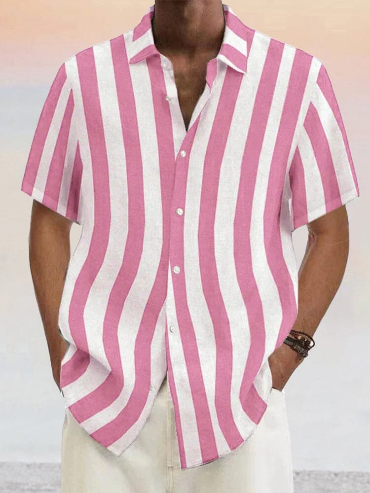 Camisa clásica de rayas de algodón y lino