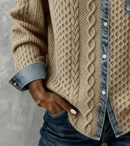 Áurea | Top de Punto Patchwork con Detalles de Denim