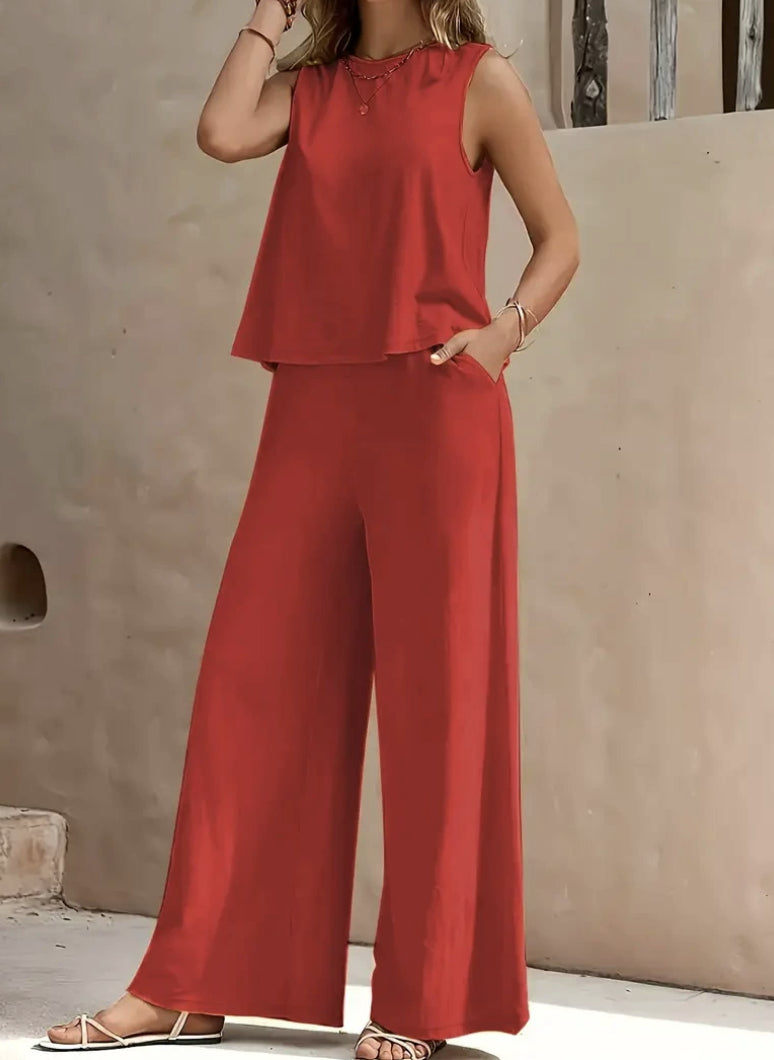 Conjunto informal de color liso para mujer
