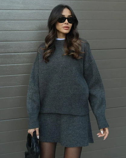 Lara - Conjunto de otoño de punto con jersey y falda