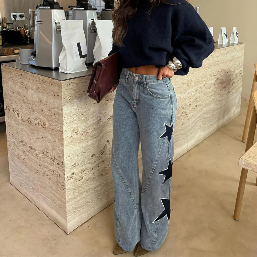 Pantalones vaqueros rectos con diseño de estrella