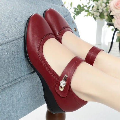 Zapatos de tacón con efecto cuero y suela blanda