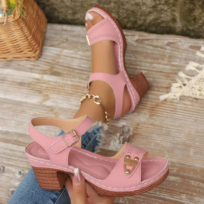 Sandalias de tacón cómodas con hebilla