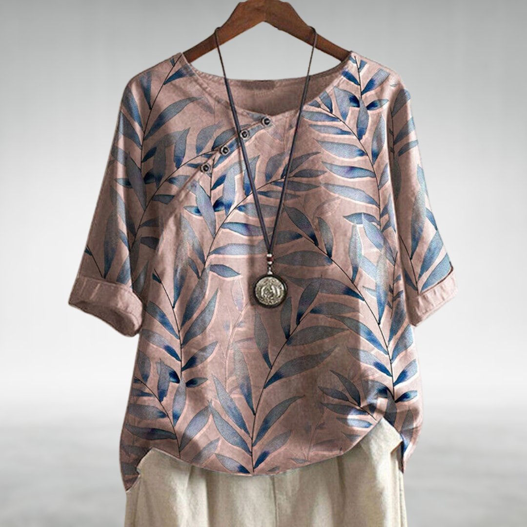 Blusa con Estampado de Hojas