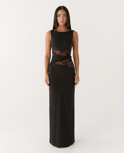 Vestido maxi de encaje ilusión
