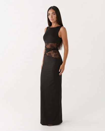 Vestido maxi de encaje ilusión