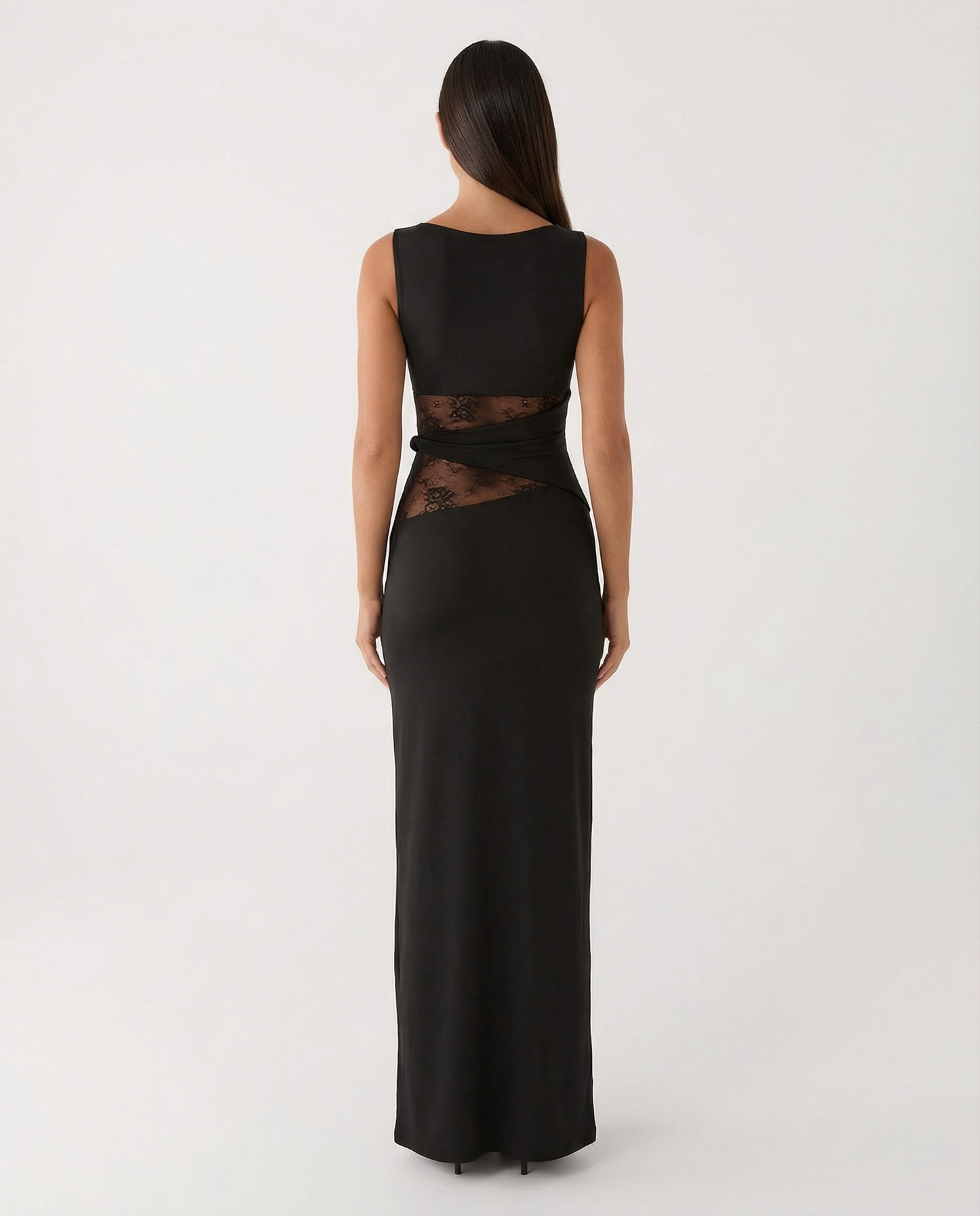 Vestido maxi de encaje ilusión