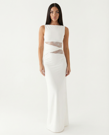Vestido maxi de encaje ilusión
