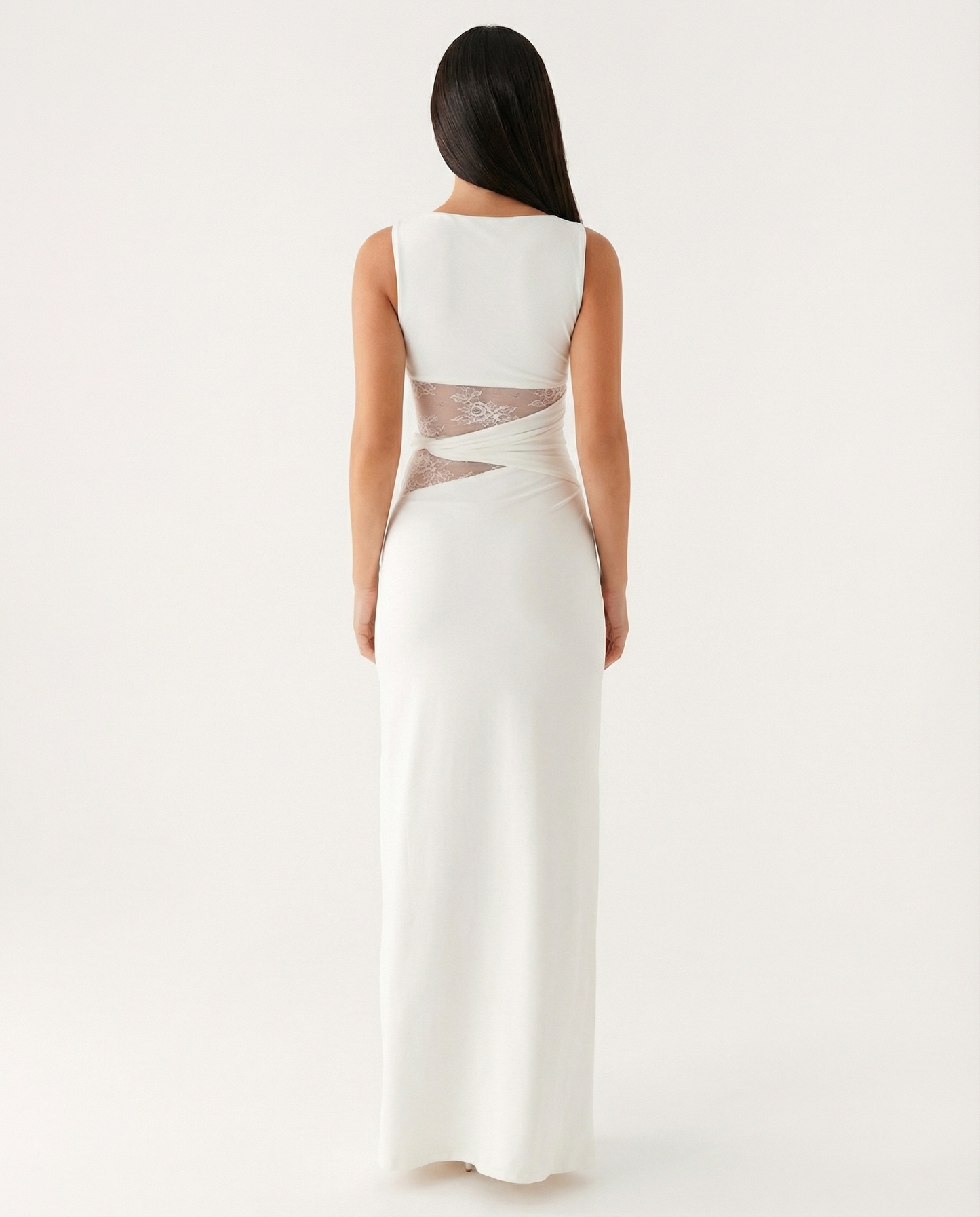 Vestido maxi de encaje ilusión