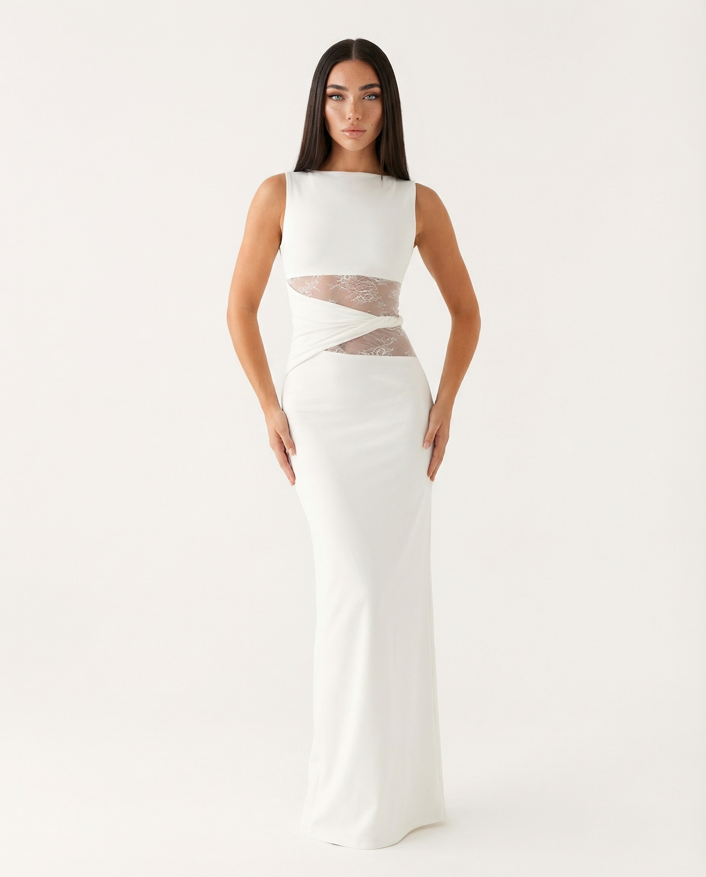 Vestido maxi de encaje ilusión