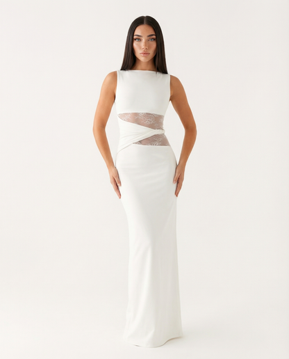 Vestido maxi de encaje ilusión