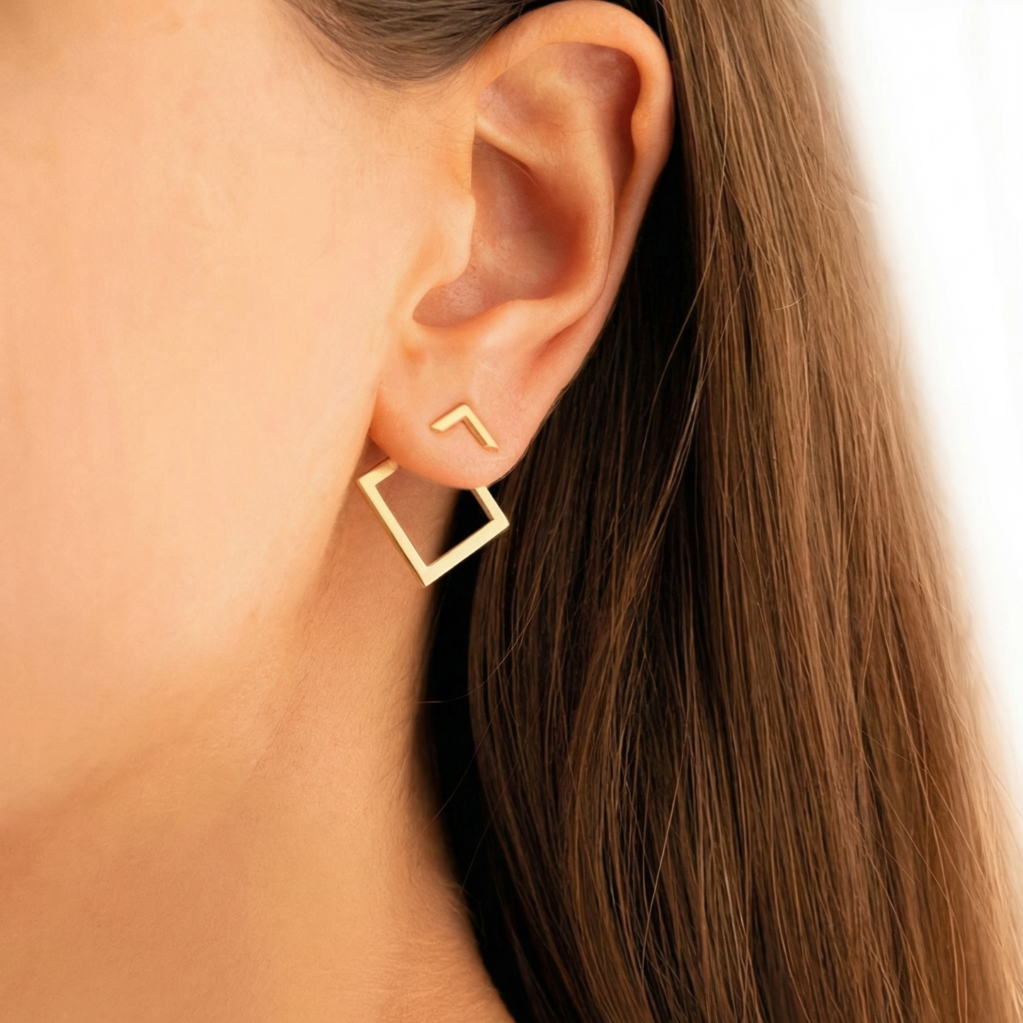 Pendientes de chaqueta cuadrados
