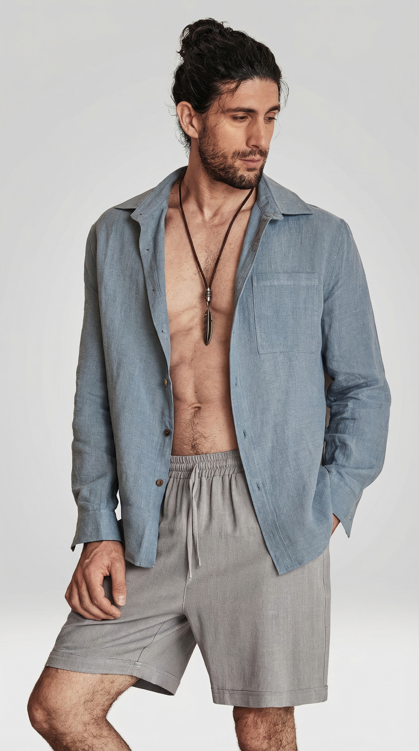 Camisa 100% de lino natural