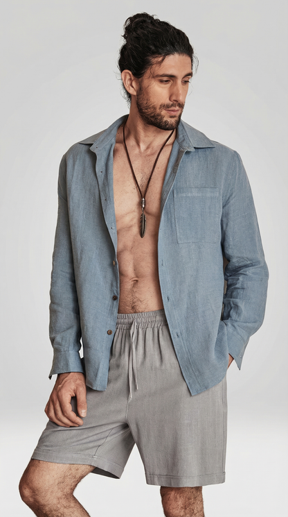 Camisa 100% de lino natural