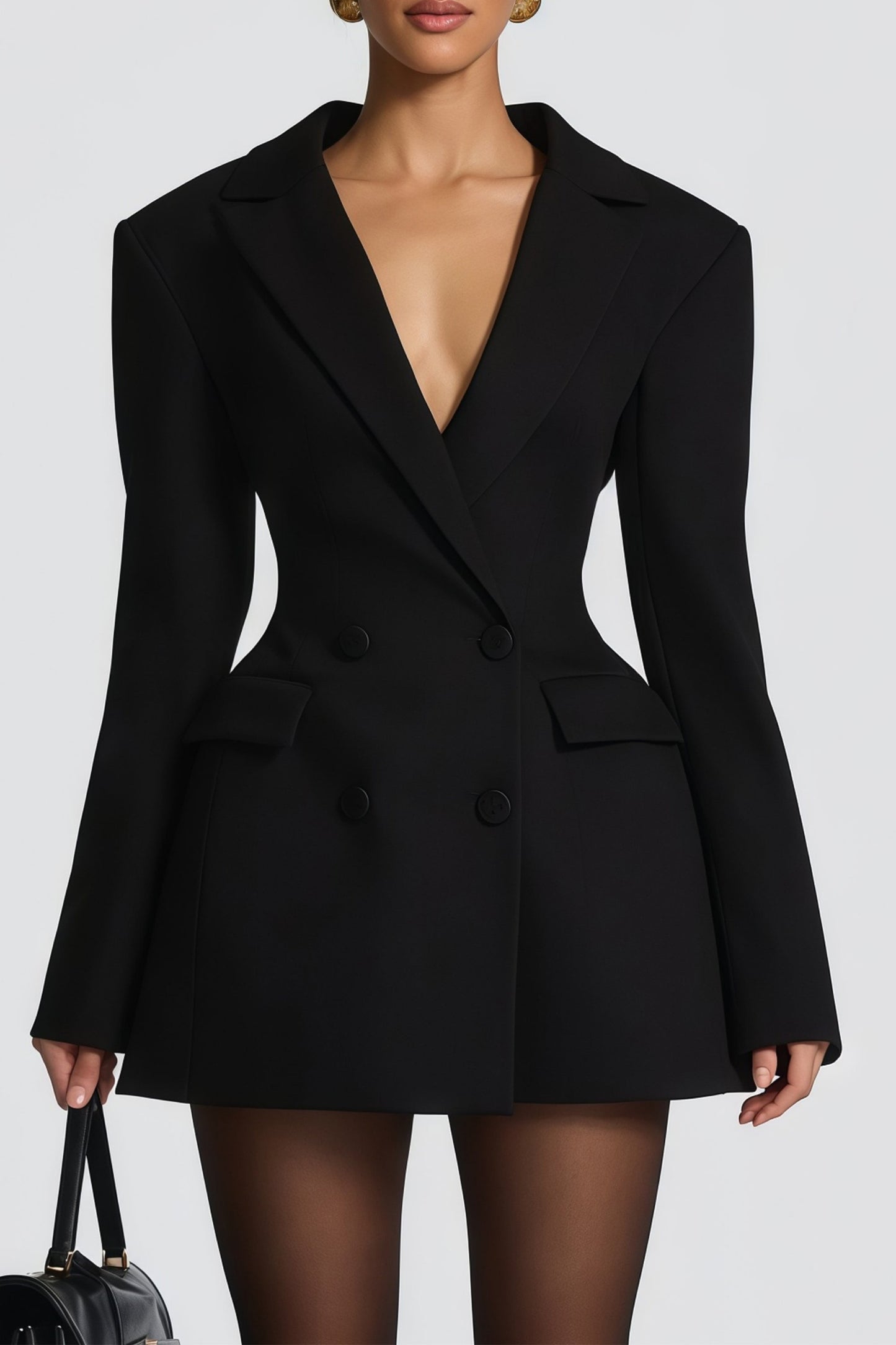 Vestido corto negro estilo blazer