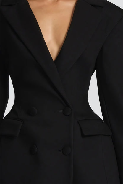 Vestido corto negro estilo blazer