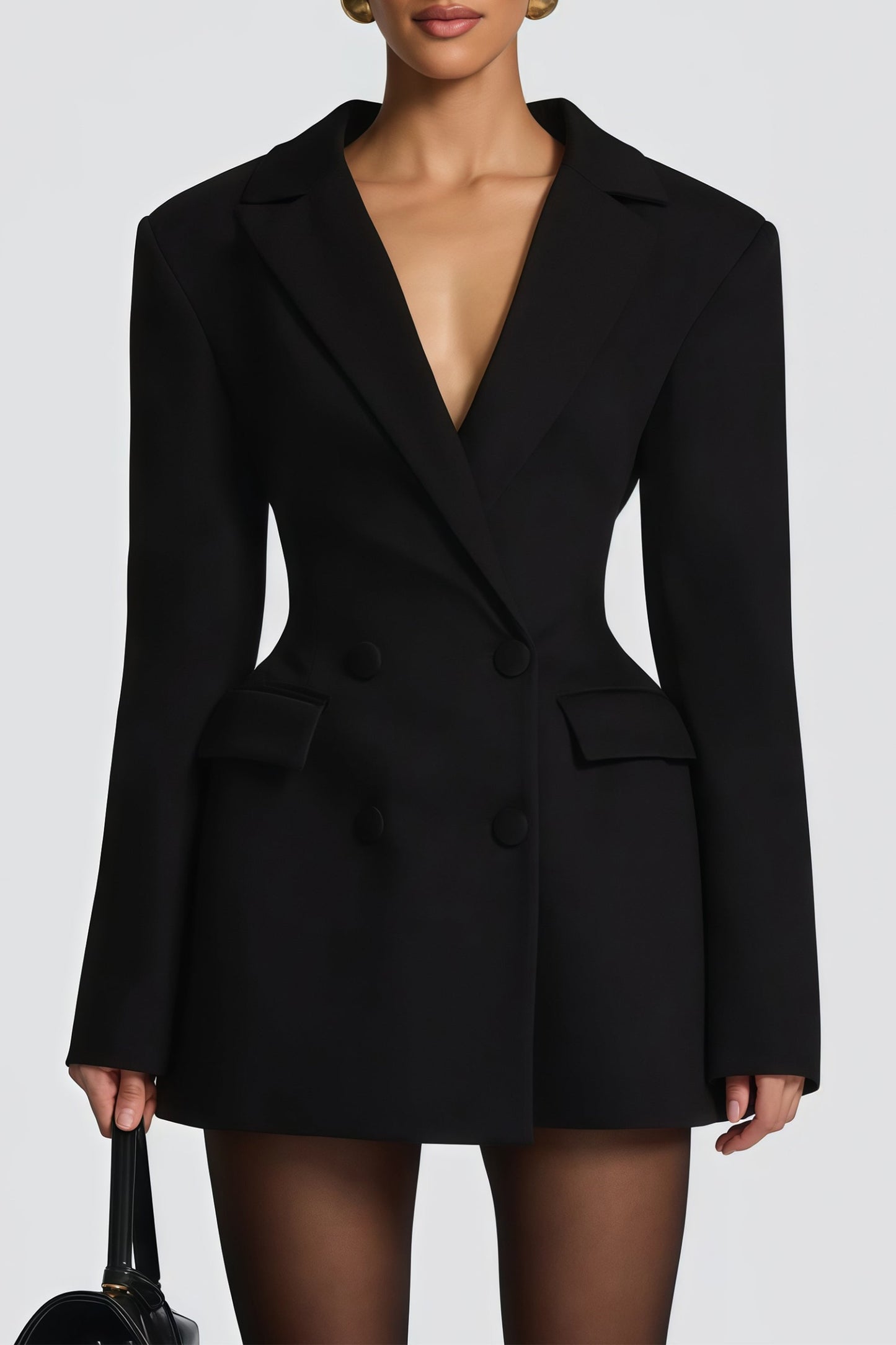 Vestido corto negro estilo blazer