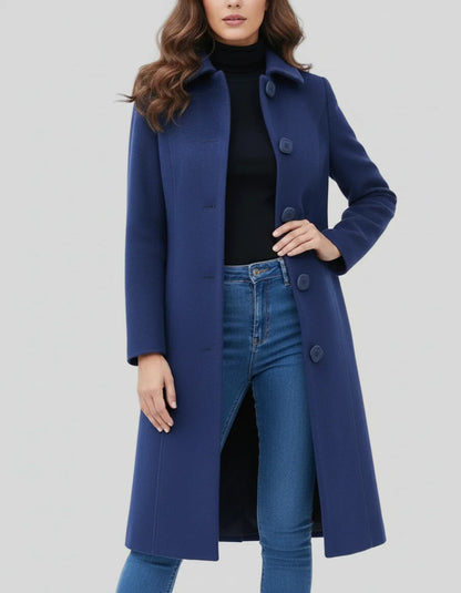 Abrigo de invierno para mujer a la moda con grandes botones y cierre único