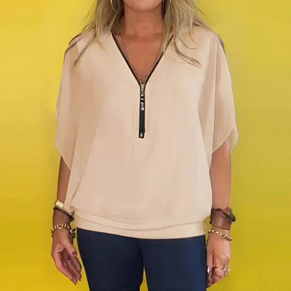 Paloma - Blusa informal con cremallera para mujer