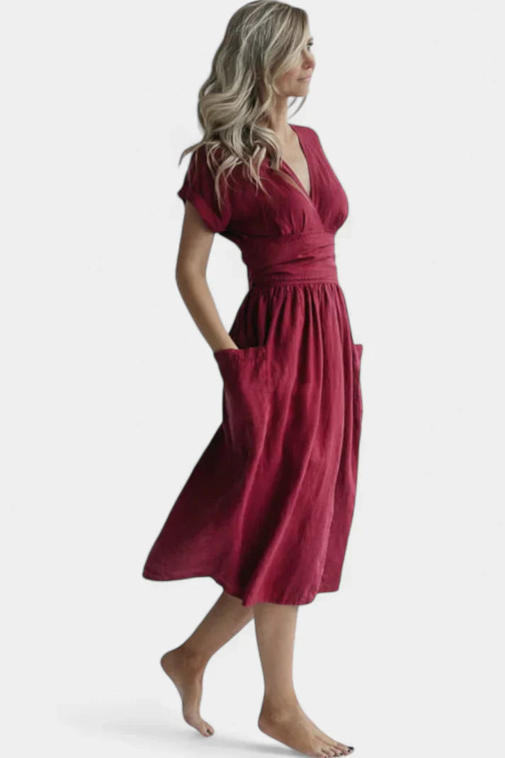 Elegante vestido con escote en V