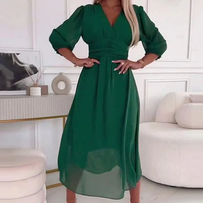 Vestido de gasa ligera con escote en V