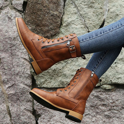 Botas de punta redonda con cremallera lateral