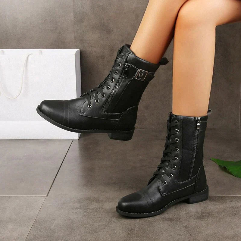 Botas de punta redonda con cremallera lateral