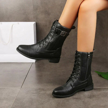 Botas de punta redonda con cremallera lateral