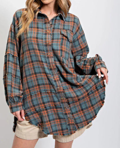 Eva - Sobrecamisa de cuadros estilo relajado