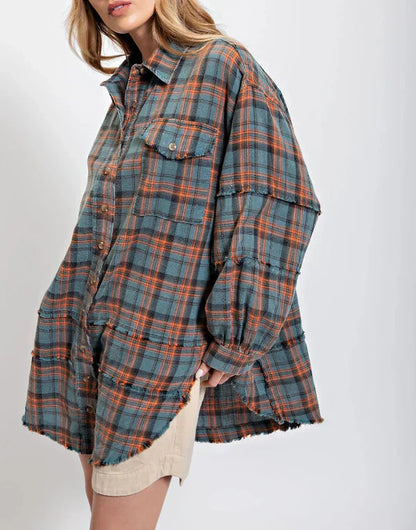 Eva - Sobrecamisa de cuadros estilo relajado