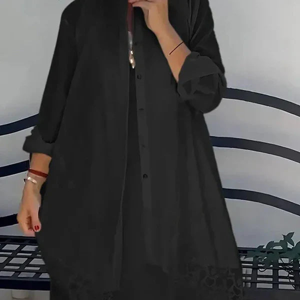 Emma™ | Conjunto bohemio de vestido y cárdigan con encaje delicado