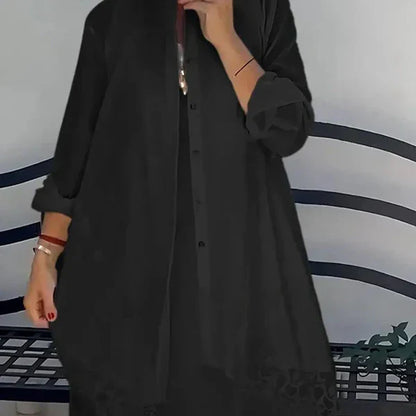 Emma™ | Conjunto bohemio de vestido y cárdigan con encaje delicado