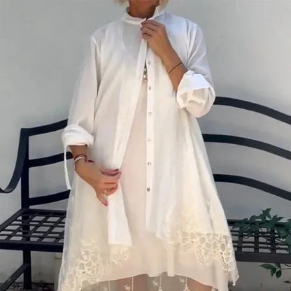 Emma™ | Conjunto bohemio de vestido y cárdigan con encaje delicado