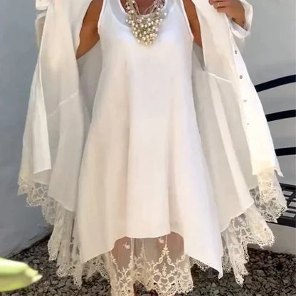Emma™ | Conjunto bohemio de vestido y cárdigan con encaje delicado