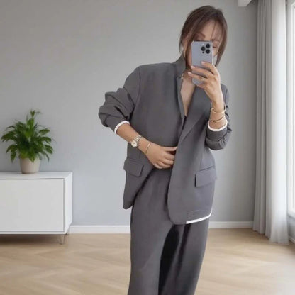 Conjunto de blazer y pantalón ancho
